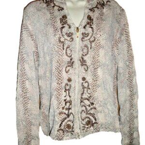 Bloomingdale Snakeskin and Embroidered Sweater Med